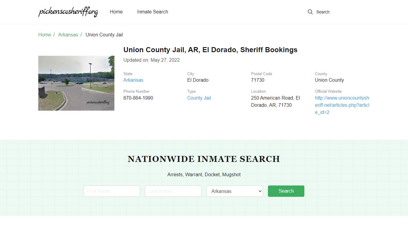 Union County Jail, AR, El Dorado, Sheriff Bookings